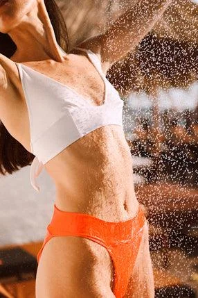 Tonic Tangerine high waisted bikini bottom Bikini with lace trim, Feminine, Elegant, Sexy